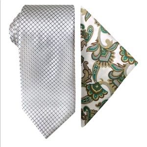 Steve Harvey Micro Grid Fashion Tie/Pocket Square